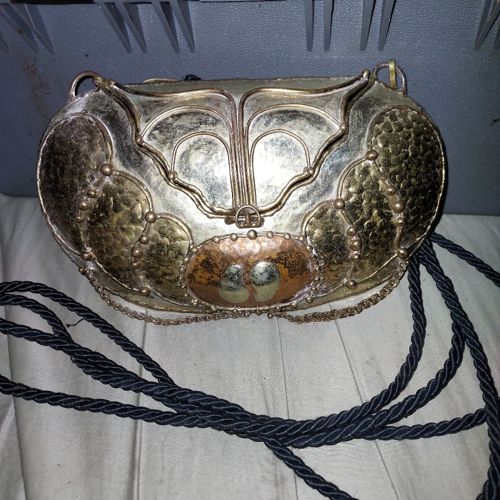 Vintage Exart Mexico Brass Copper and Silver Flip Top Purse